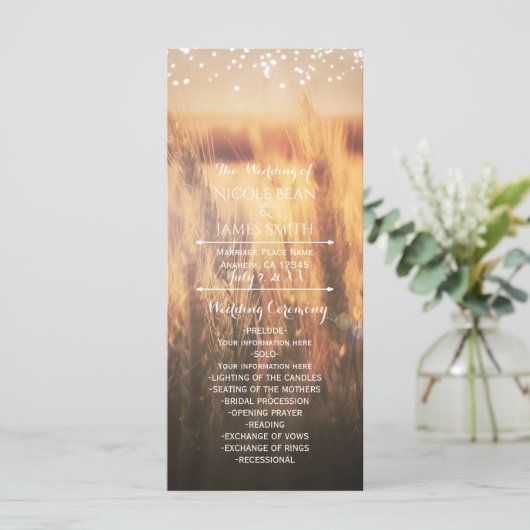 Présentoir à programmes de mariage champêtre rusti (Debout devant)
