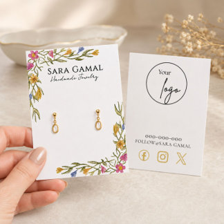 Présentoir de bijoux en fleurs sauvages aquarelle