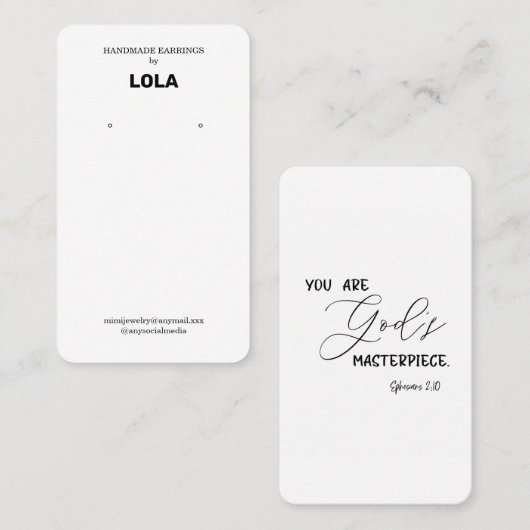 Présentoir de carte de visite pour boucles d'oreil (Devant / Derrière)
