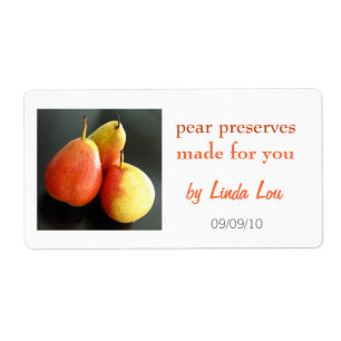 Préservations de poires ou étiquette de confiture