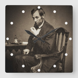PRESIDENT ABRAHAM LINCOLN 1862 STEREOVIEW VIERKANTE KLOK