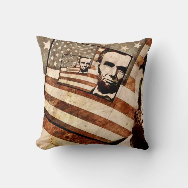 President Abraham Lincoln Patriotic Flag Kussen (Voorkant)