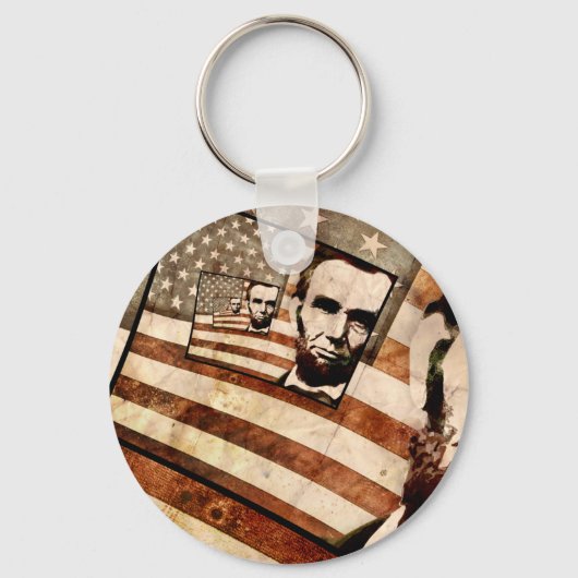 President Abraham Lincoln Patriotic Flag Sleutelhanger (Voorkant)