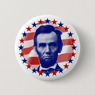 President Abraham Lincoln Stars en Stripes Ronde Button 5,7 Cm