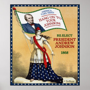President Andrew Johnson 1868 Herverkiezing Poster