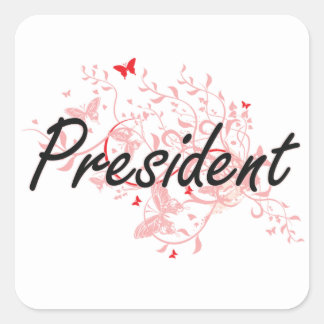 President Artistic Job Design met Vlinders Vierkante Sticker
