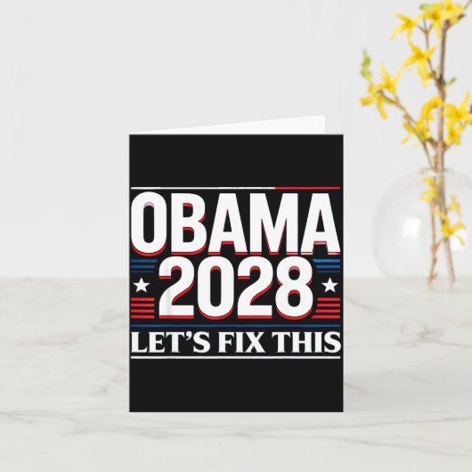 President Barack Obama 2028 Rtrait Patriotic Democ Kaart (Gele Bloem)