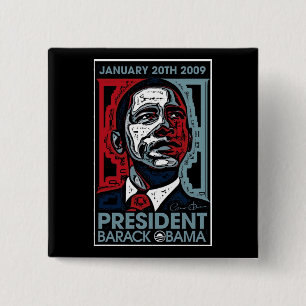 President Barack Obama 20 januari 2009 Vierkante Button 5,1 Cm