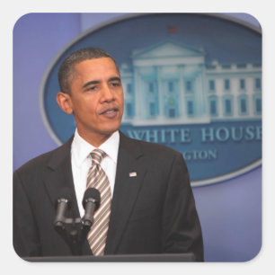 President Barack Obama doet een aankondiging Vierkante Sticker