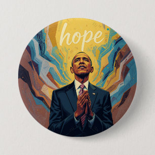 President Barack Obama en de boodschap van hoop Ronde Button 7,6 Cm