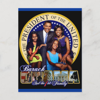 PRESIDENT BARACK OBAMA EN FAMILIE BRIEFKAART