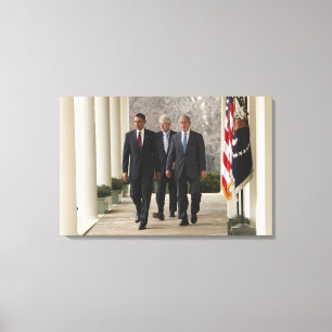 President Barack Obama en voormalige presidenten Canvas Afdruk