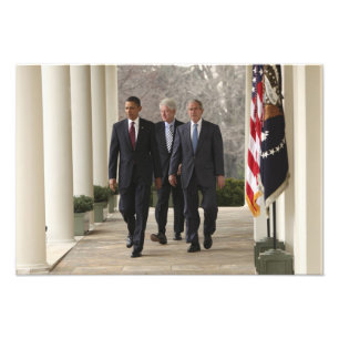President Barack Obama en voormalige presidenten Foto Afdruk