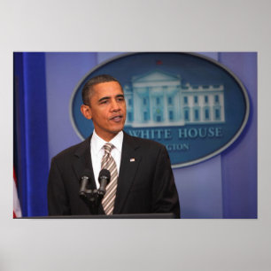 President Barack Obama kondigt een bericht aan Poster