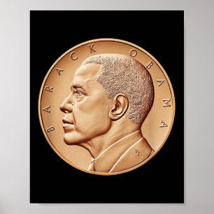 President Barack Obama Medal Munt Shirt-zwarte His Poster
