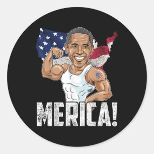 President Barack Obama Merica 4 juli Grappig Pa Ronde Sticker