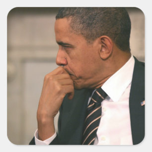 President Barack Obama ontmoet president Vierkante Sticker
