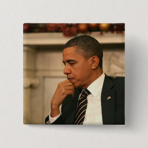 President Barack Obama overpeinst terwijl hij Vierkante Button 5,1 Cm