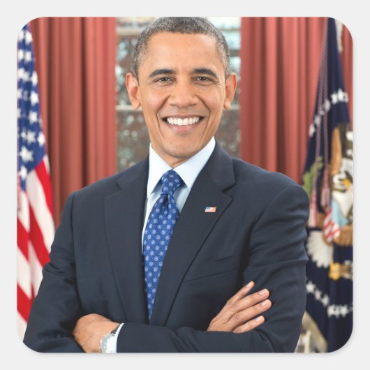  President Barack Obama Portret Vierkante Sticker (Voorkant)