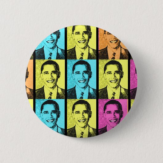 PRESIDENT BARACK OBAMA . RONDE BUTTON 5,7 CM (Voorkant)