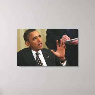 President Barack Obama spreekt met de pers Canvas Afdruk