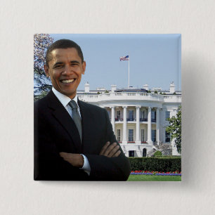 President Barack Obama - Square Pin Vierkante Button 5,1 Cm