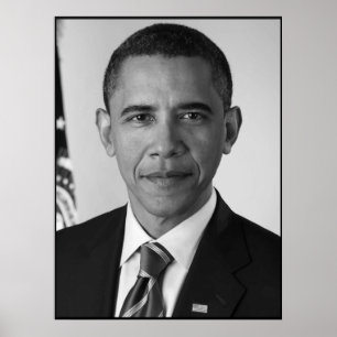 President Barack Obama — zwart en wit Poster