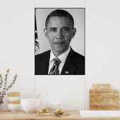 President Barack Obama — zwart en wit Poster (Keuken)
