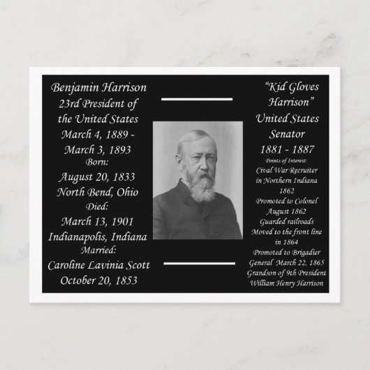 President Benjamin Harrison Briefkaart (Voorkant)