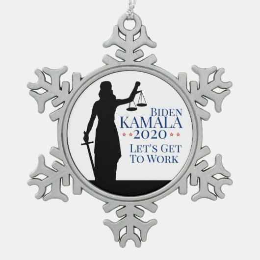 President Biden Harris aan het werk Verkiezingen 2 Tin Sneeuwvlok Ornament (Voorkant)
