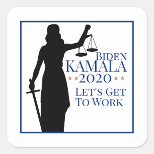 President Biden Harris aan het werk Verkiezingen 2 Vierkante Sticker