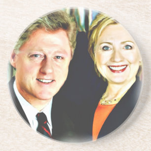 President Bill Clinton en President Hillary Clinto Zandsteen Onderzetter