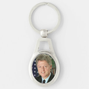 President Bill Clinton Witte Huis Foto Sleutelhanger