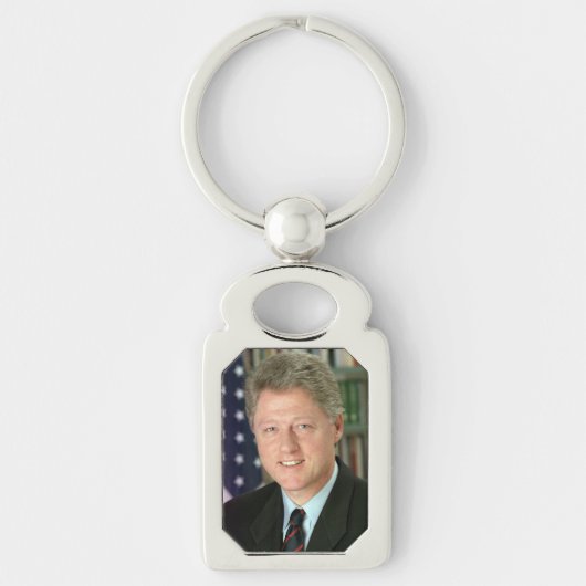 President Bill Clinton Witte Huis Foto Sleutelhanger (Voorkant)
