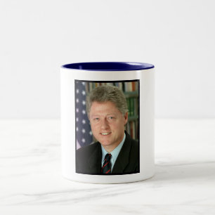 President Bill Clinton Witte Huis Foto Tweekleurige Koffiemok