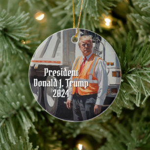 President Donald J. Trump Vuilniswagen Grappig 202 Keramisch Ornament
