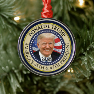 President Donald Trump 47e President 2024 Foto Metalen Ornament