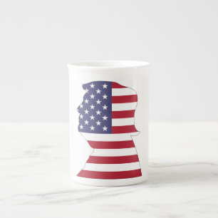 PRESIDENT DONALD TRUMP AMERICAN FLAG PORSELEIN KOP