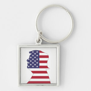 PRESIDENT DONALD TRUMP AMERICAN FLAG SLEUTELHANGER