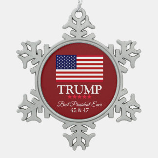 PRESIDENT DONALD TRUMP BEST PRESIDENT EVER TIN SNEEUWVLOK ORNAMENT
