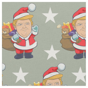 President Donald Trump Cheerful Santa Kerstkerstk Stof