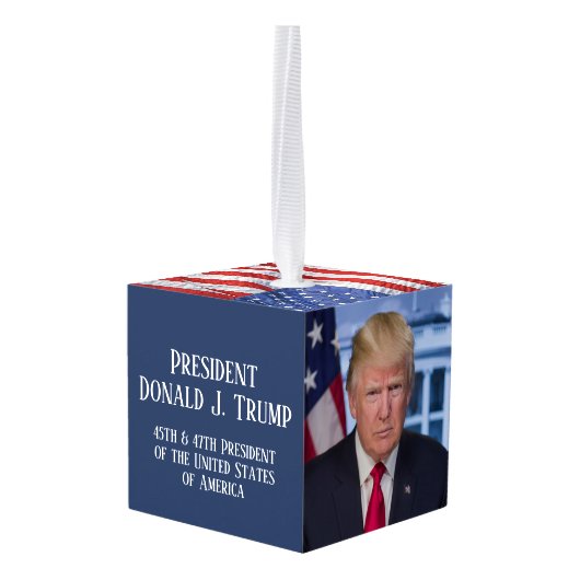 President Donald Trump Foto Kerstmis Ornament (Achter hoekig)