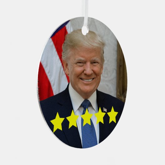 President Donald Trump Goedkeuringsbeoordeling Metalen Ornament (Voorkant Rechts)