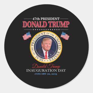 President Donald Trump Inauguratie Dag 2025 Ronde Sticker