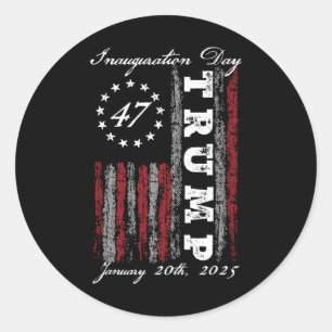 President Donald Trump inauguratiedag 2025 US FL Ronde Sticker