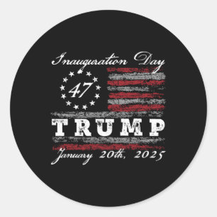 President Donald Trump inauguratiedag 2025 US FL Ronde Sticker