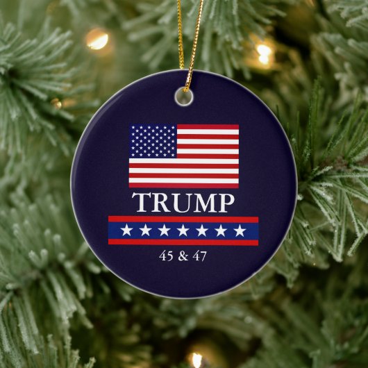 PRESIDENT DONALD TRUMP KERSTVERSIERING KERAMISCH ORNAMENT (Boom)