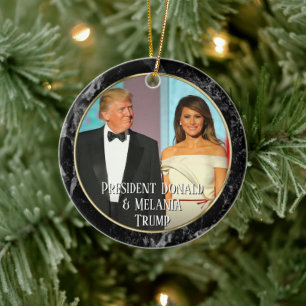 President Donald Trump & Melania Eleganat Foto Keramisch Ornament