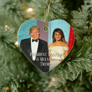 President Donald Trump & Melania Hartfoto Keramisch Ornament