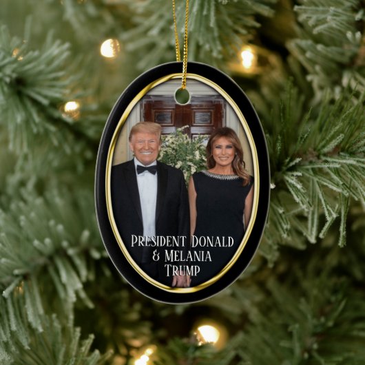President Donald Trump & Melania Kerst Keramisch Ornament (Boom)